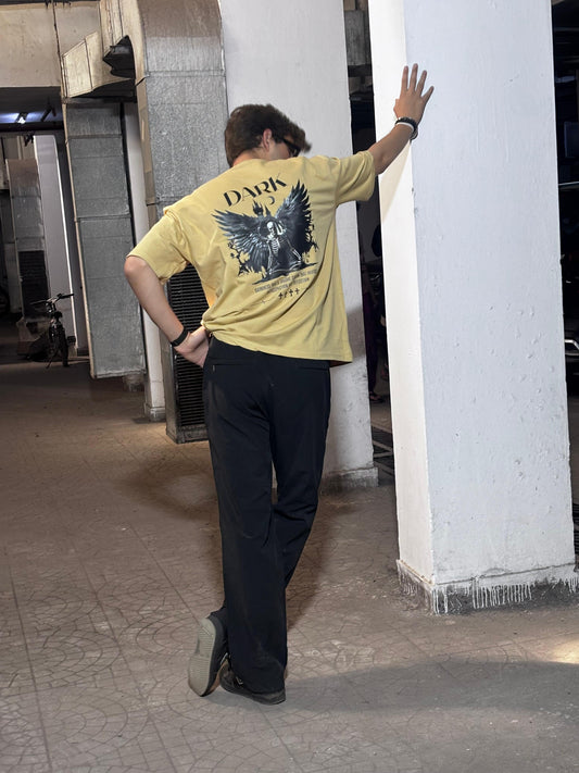 PLUTO GALAXY ORIGINALS PRESENTS DARK ON BEIGE OVERSIZED UNISEX T-SHIRT