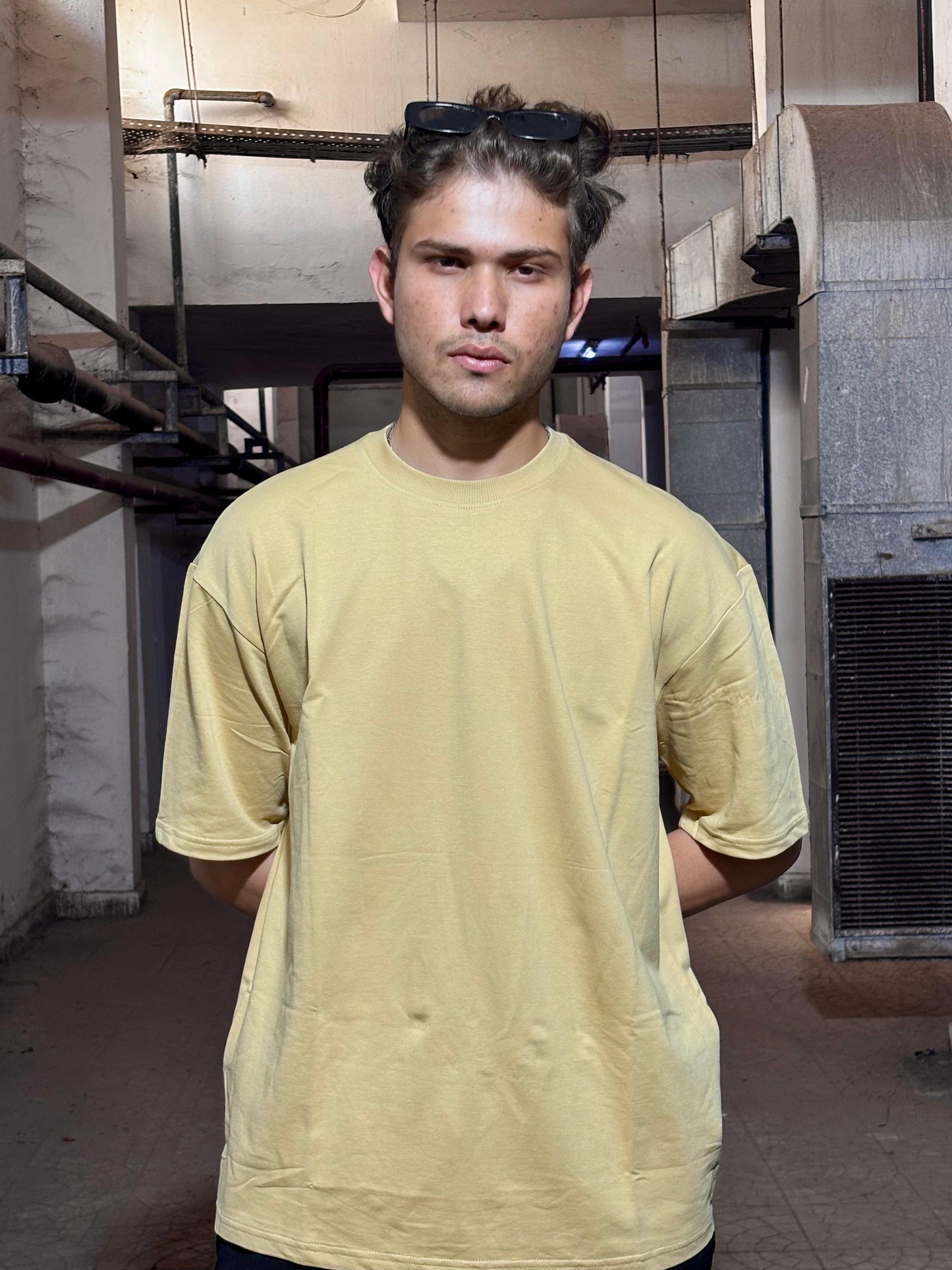 PLUTO GALAXY ORIGINALS PRESENTS DARK ON BEIGE OVERSIZED UNISEX T-SHIRT