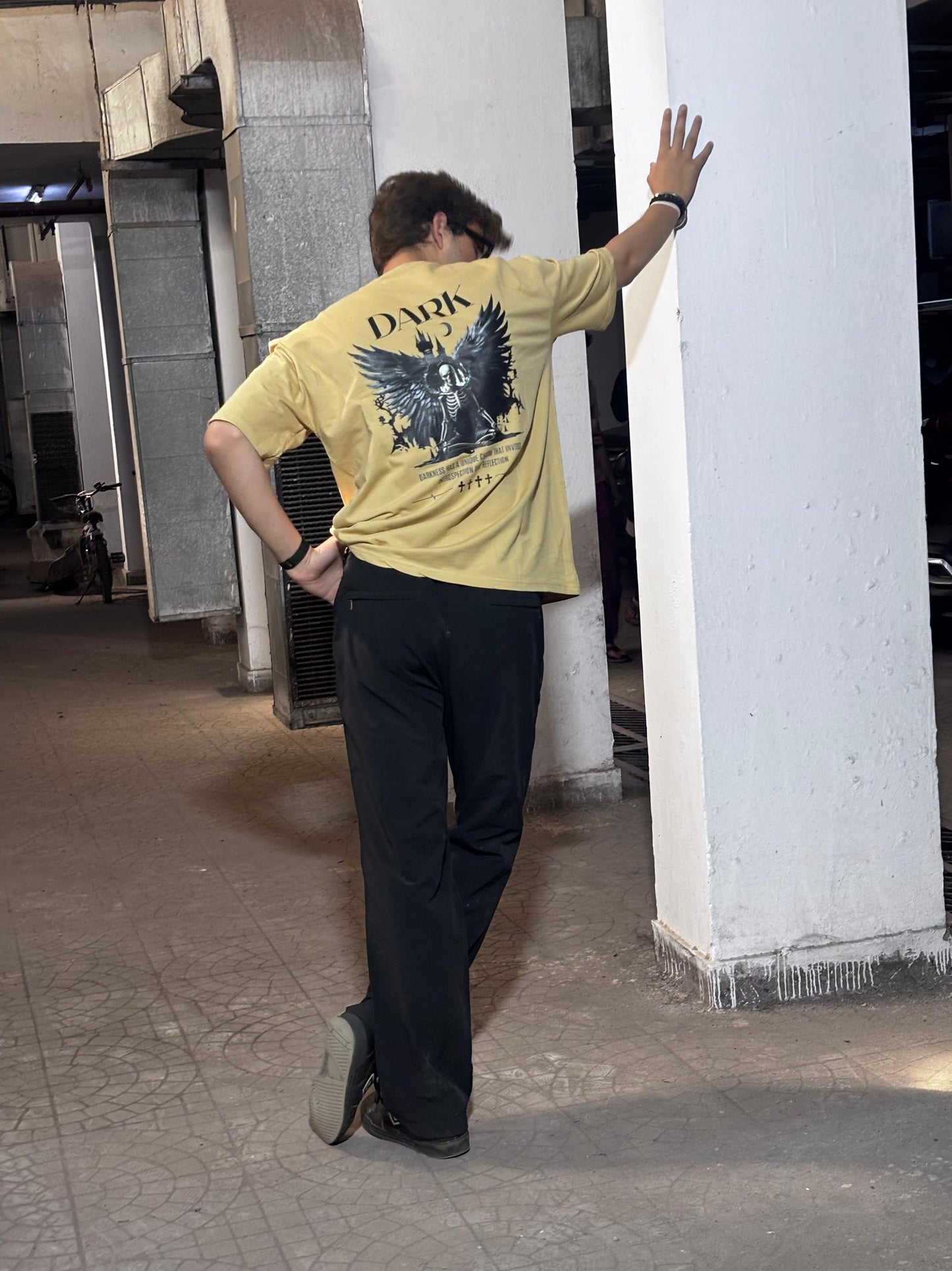 PLUTO GALAXY ORIGINALS PRESENTS DARK ON BEIGE OVERSIZED UNISEX T-SHIRT