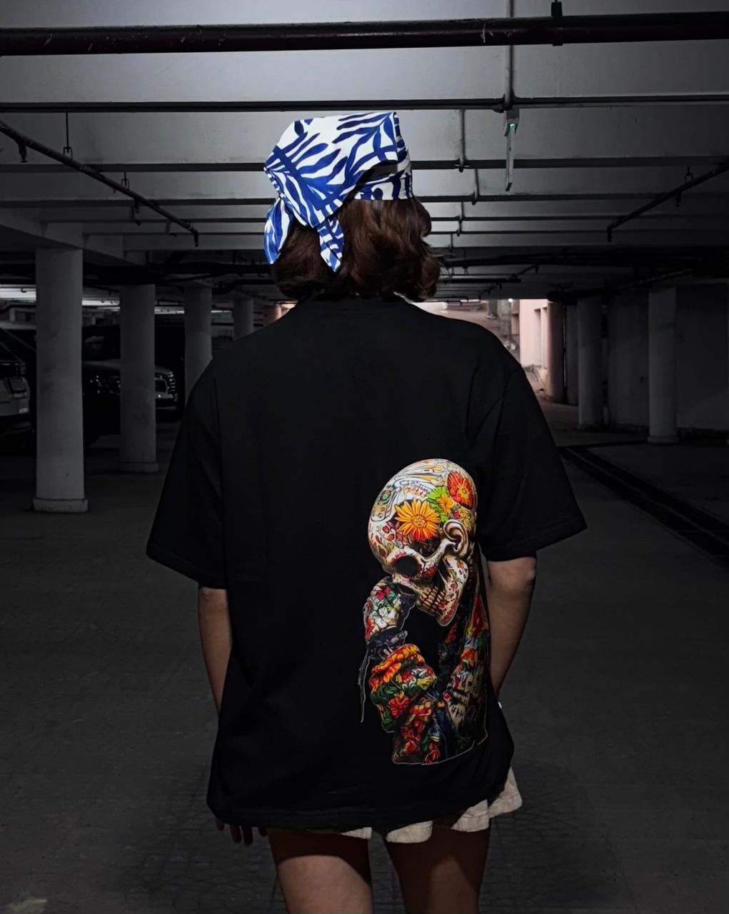 PLUTO GALAXY ORIGINALS SKULL AND ROSES EDITION UNISEX OVERSIZED T-SHIRT